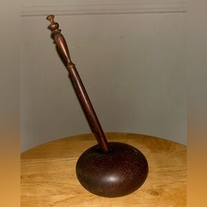 Vintage Mahogany Turned Wood Pen & Holder MCM Table Desk